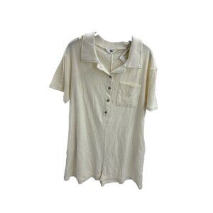 Ascot and Hart Womens Size M Romper Ivory Short Sleeve Button Front Top